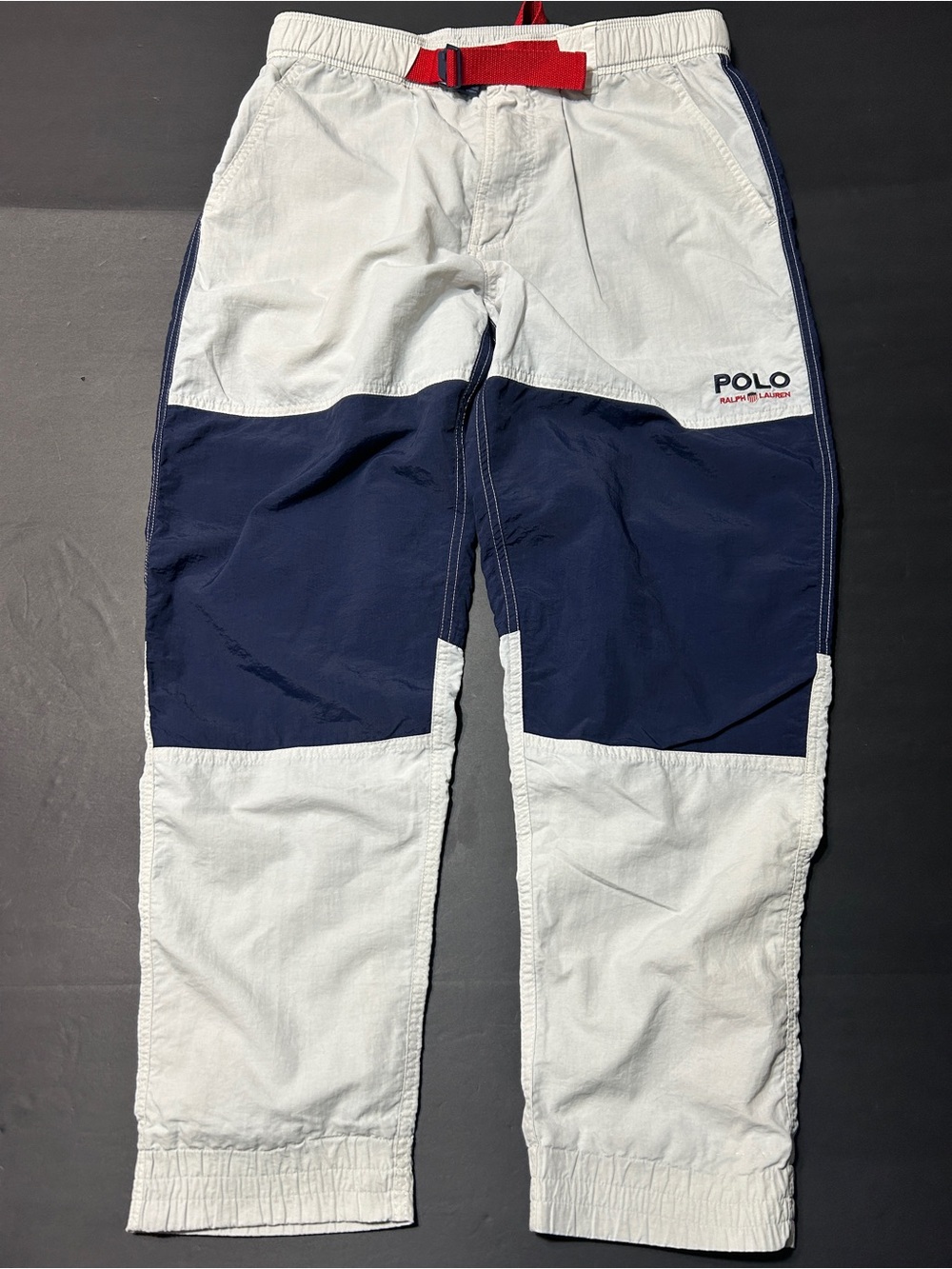Ralph Lauren White, Navy & Red Colorblock Track Joggers